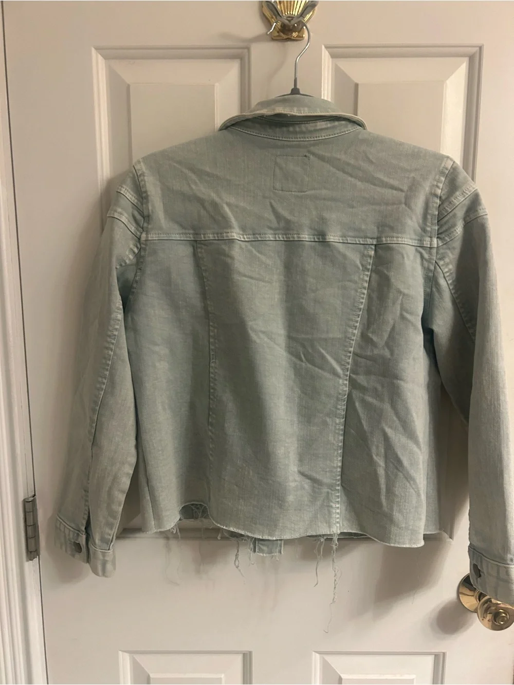 GB Girls Washed Light Blue Denim Jacket with Raw Hem
